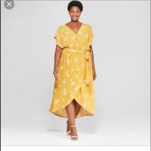 Mustard yellow wrap dress